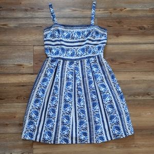 LOFT Women's Casual Sundress Size 2 Blue White Printed Sleeveless